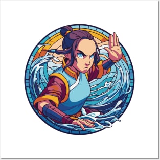 katara water tribe in battle position Posters and Art